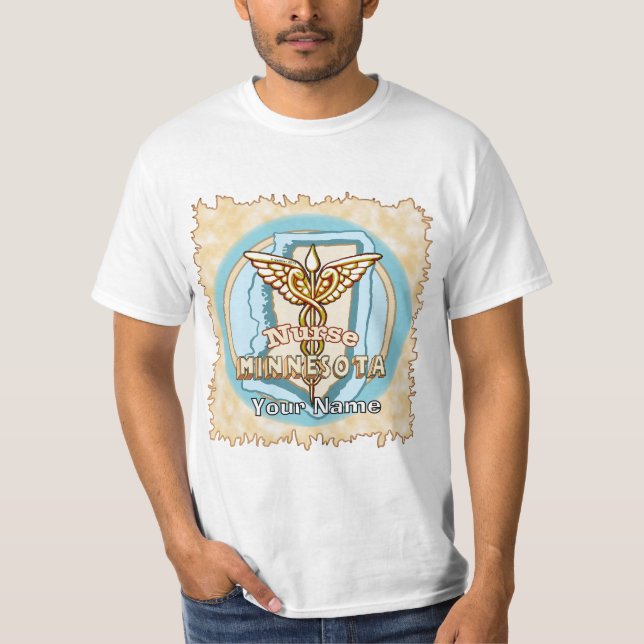 Minnesota Sjuksköterska Caduceus  T Shirt (Framsida)