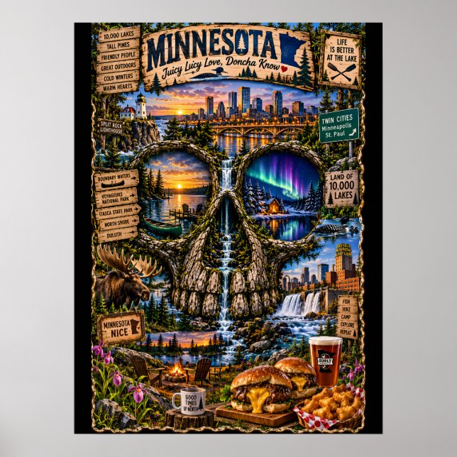 Minnesota Skull Art Print | State of Mind Poster (Framsidan)