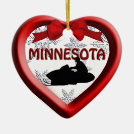 Minnesota Snowmobile Heart jul Ornamet Julgransprydnad Keramik