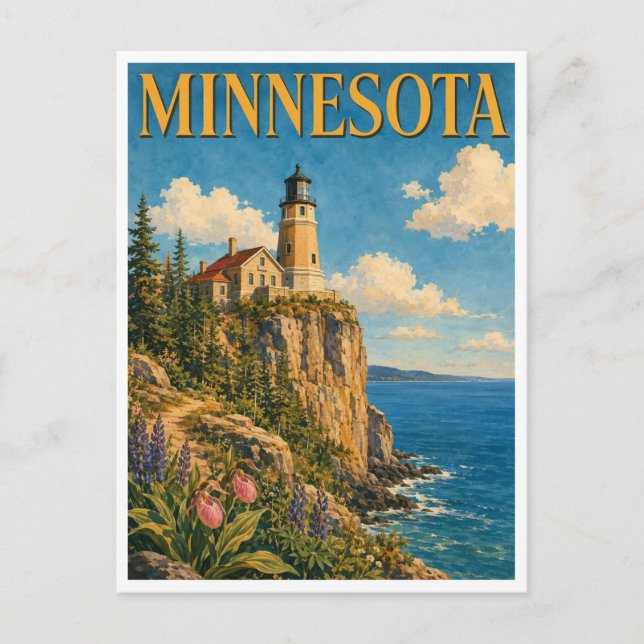 Minnesota Split Rock Lighthouse GeoSaga Vykort (Framsida)