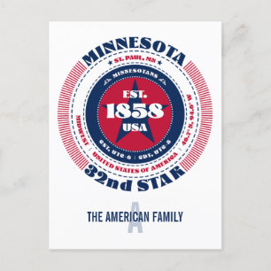 Minnesota, St. Paul, MN, Patriotic, Monogram Vykort