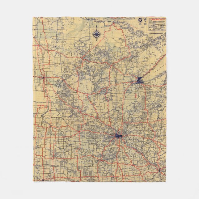 Minnesota standard karta fleecefilt (Framsidan)