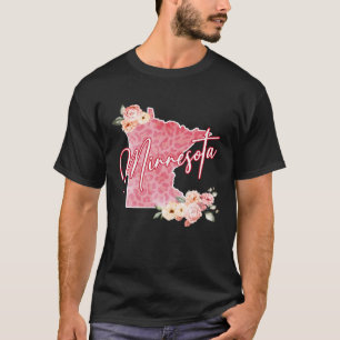 Minnesota State Blommigt Watercolor Karta Girls Cu T Shirt