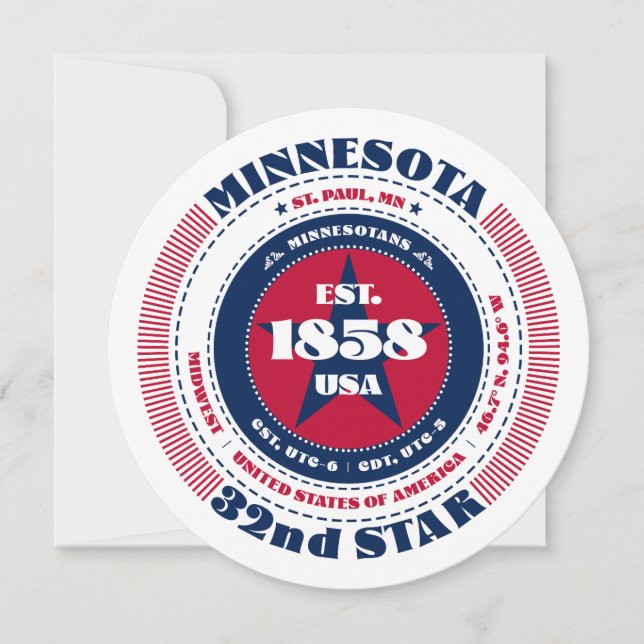Minnesota State Circular Typography - platta kort (Framsida)