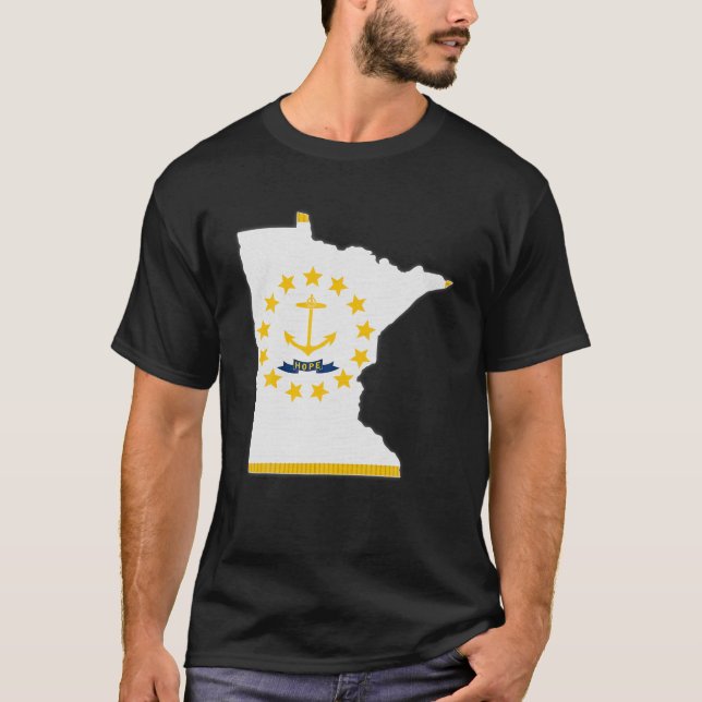 MINNESOTA STATE KARTA RHODE ISLAND RI Flagga Roots T Shirt (Framsida)