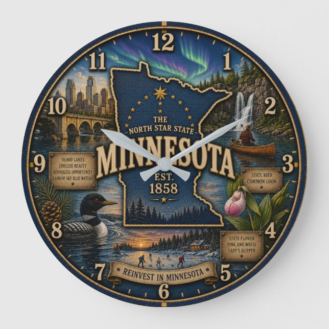 Minnesota State  North Star State Lake Wilderness Stor Klocka (Framsida)