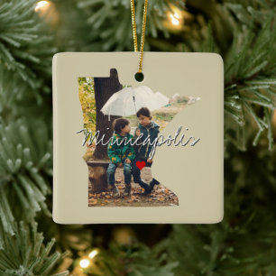Minnesota State Photo infoga och namn Julgransprydnad Keramik
