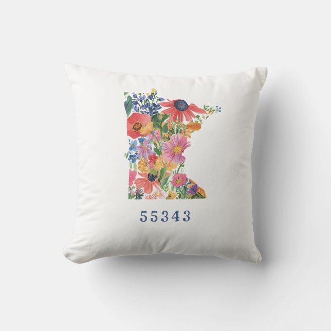 Minnesota State Pillow med Blommigt Silhouette Kudde (Framsida)