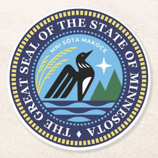 Minnesota State Seal 2024 Underlägg Papper Rund (Framsidan)