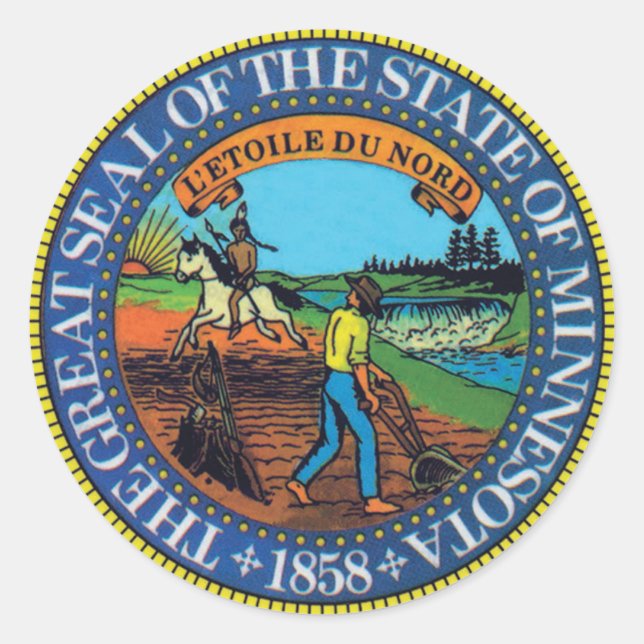 Minnesota State Seal Runt Klistermärke (Framsida)