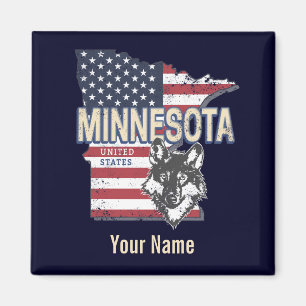 Minnesota State United Stater Karta Vintage USA Magnet