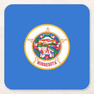 Minnesota Statlig flagga Design Underlägg Papper Kvadrat