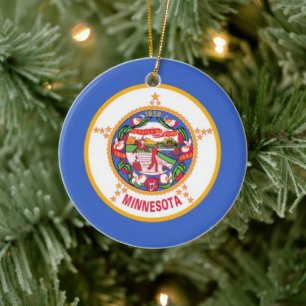 Minnesota Statlig flagga Julgransprydnad Keramik