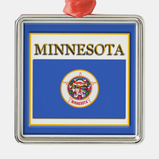 Minnesota Statlig flagga julprydnad Julgransprydnad Metall (Framsidan)