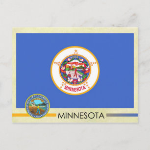 Minnesota Statlig flagga och Seal Vykort