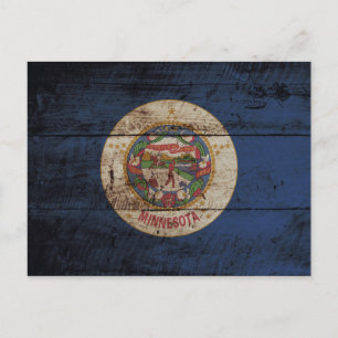 Minnesota Statlig flagga på Old Wood Grain Vykort