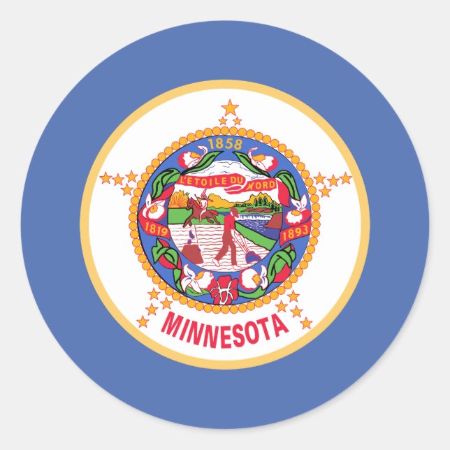 Minnesota statsflagga runt klistermärke (Framsida)