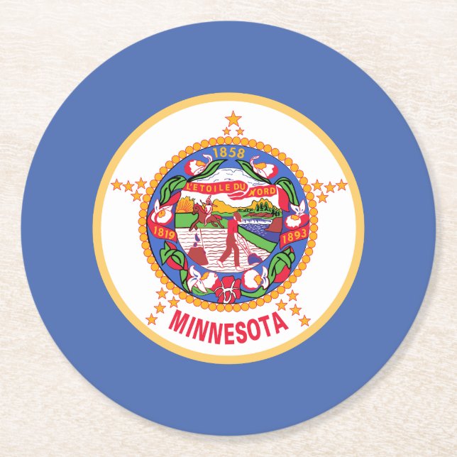 Minnesota statsflagga underlägg papper rund (Framsidan)