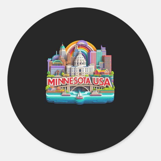 Minnesota Sticker Runt Klistermärke (Framsida)