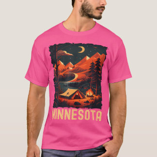 Minnesota Sunset Retro 70S Vintage Hiking Camping T Shirt