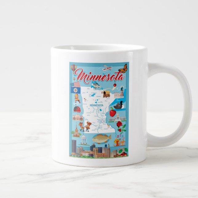 Minnesota Tecknad Karta Jumbo Mugg (Höger)