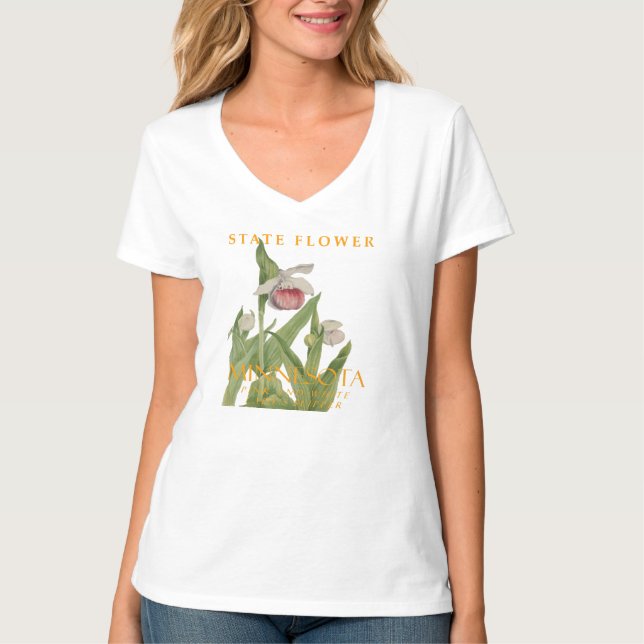 Minnesota Territory Blomma Rosa-vit Orkidé T Shirt (Framsida)