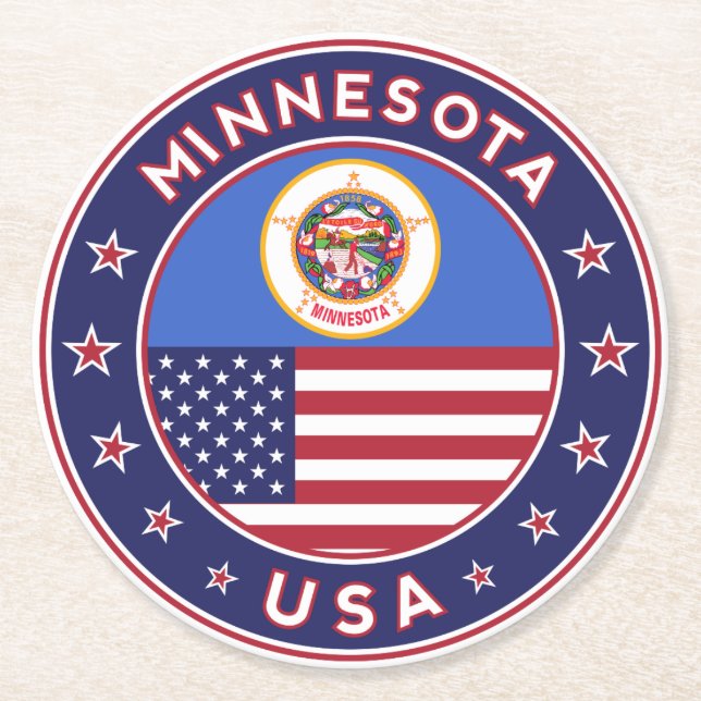 Minnesota Underlägg Papper Rund (Framsidan)