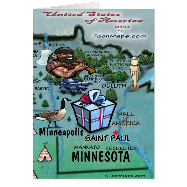 Minnesota USA-kort Hälsningskort (Framsidan)