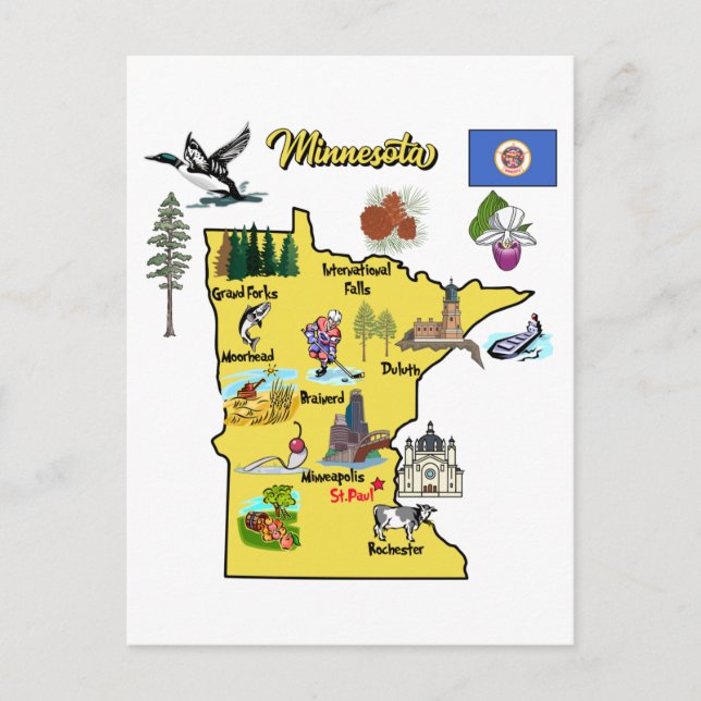 Minnesota, USA, storstäder Vykort (Framsida)
