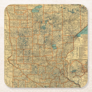 Minnesota vägkarta underlägg papper kvadrat