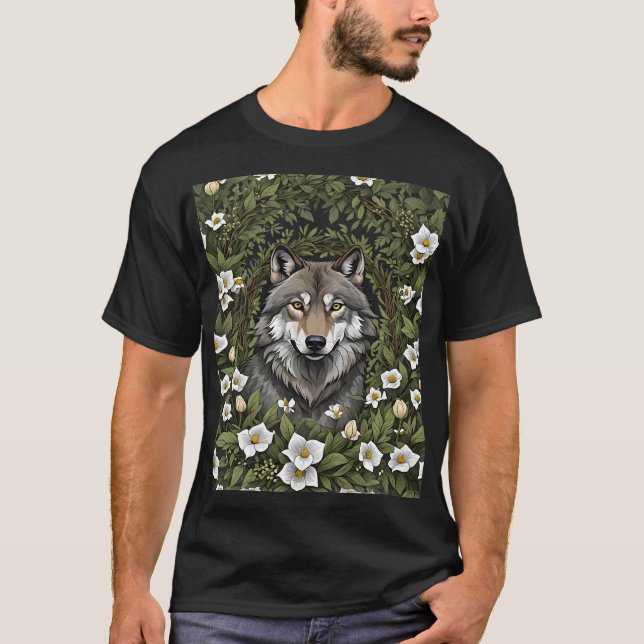 Minnesota-Vargen omgiven av Dam Slipper Flower T Shirt (Framsida)