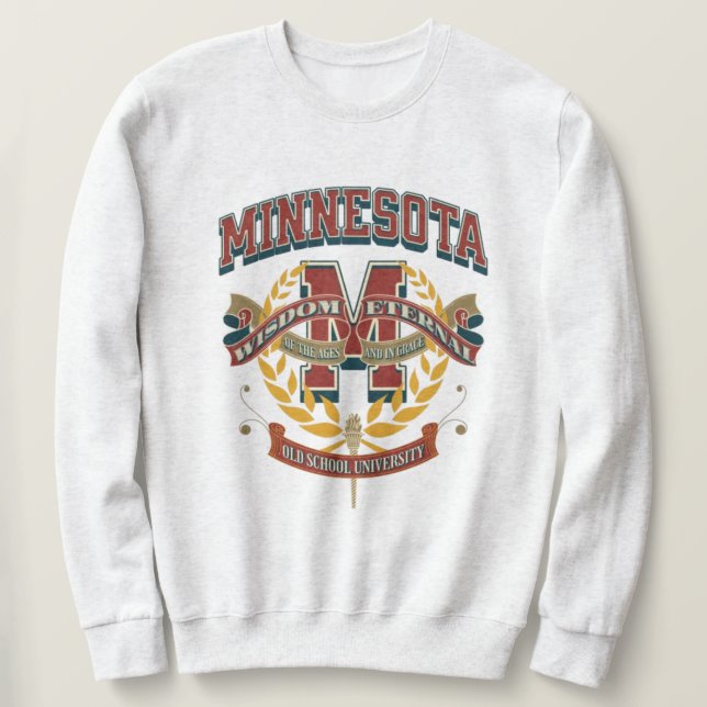 Minnesota Varsity letter monogram M university Lång Ärmad Tröja (Design framsida)