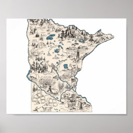 Minnesota Vintage Bild Karta Poster