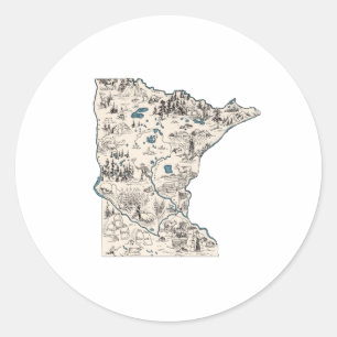 Minnesota Vintage Bild Karta Runt Klistermärke