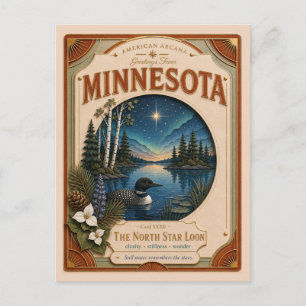 Minnesota Vintage Paper Cut American Arcana Vykort