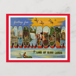 Minnesota Vintage resor Vykort