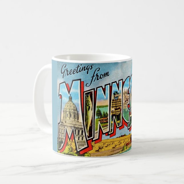 Minnesota vintage vykortsmugg kaffemugg (Framsida vänster)