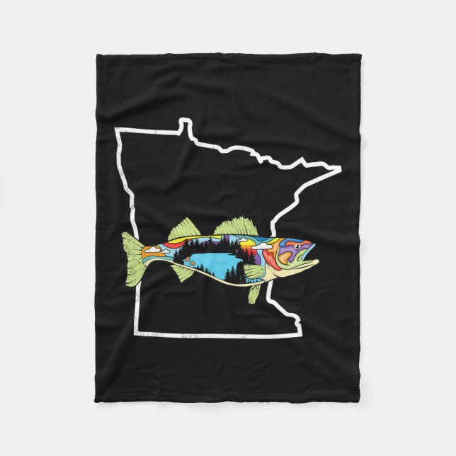 Minnesota Walleye Fishing Freshwater Fisherman Wal Fleecefilt (Framsidan)
