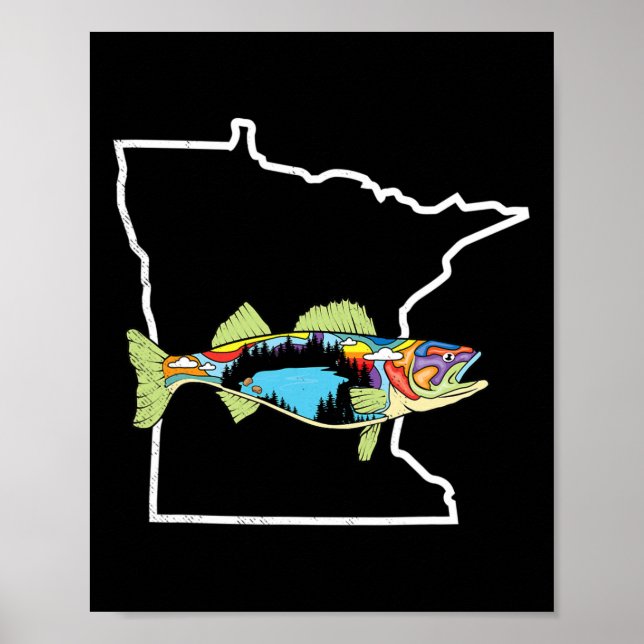 Minnesota Walleye Fiske Sötvatten Fiskare Walleye  Poster (Framsidan)