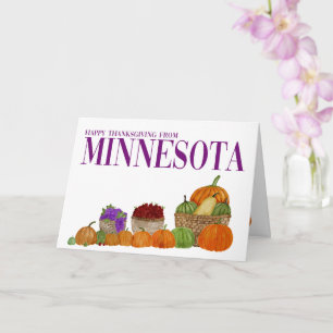 Minnesota Watercolor Pumpkins-Thanksgiving Card Kort