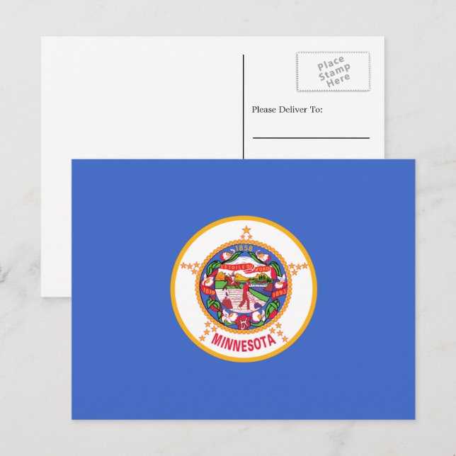 Minnesotan Flagga, Flagga Minnesota Vykort (Fram/baksida)