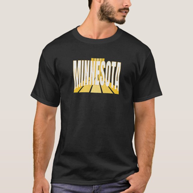 Minnesotan Purple & Yellow Minnesota Retro Striped T Shirt (Framsida)