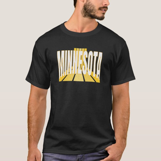 Minnesotan Purple & Yellow Minnesota Retro Striped T Shirt (Framsida)