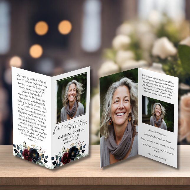 Minnesparkeringskort för Blommigt i Burgundy-flott Visitkort (Skapare uppladdad)