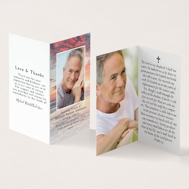 Minnesparkeringskort för solnedgång visitkort (In- och utsida)