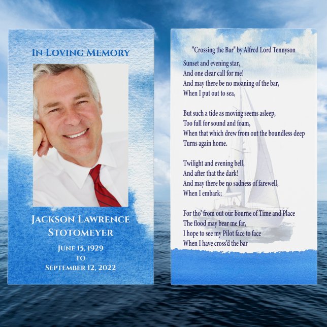 Minnesparkeringskort för vanliga fotosympatier visitkort (In Loving Memory Keepsake Card for funerals, Celebration of Life or insert in a Thank you card. )