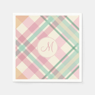 Minnespastor i vår, med monogram pappersservett