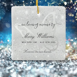 Minnesplats för fjärilsmusslan silver glitter julgransprydnad keramik