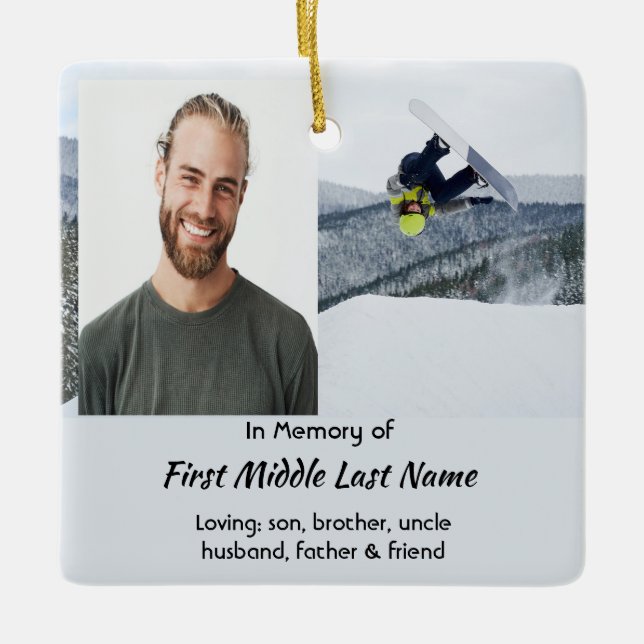 Minnespresent Snowboard Vinter Julgransprydnad Keramik (Framsida)