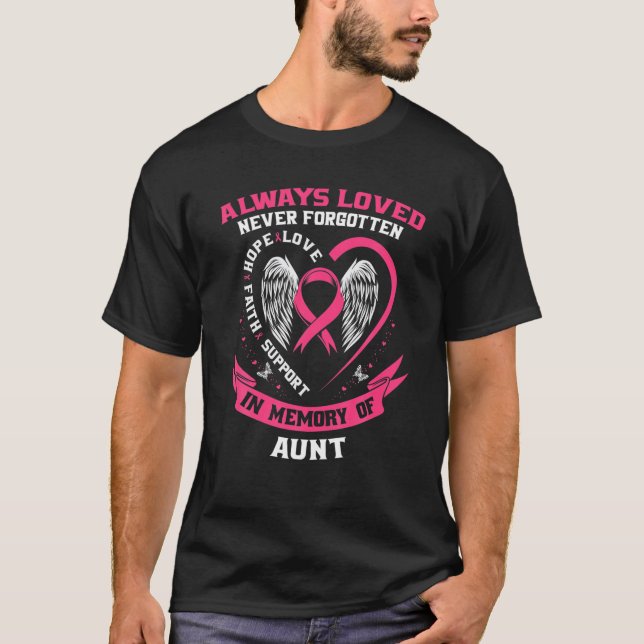 Minnespresentationer för rosa Family Breast Cancen T Shirt (Framsida)